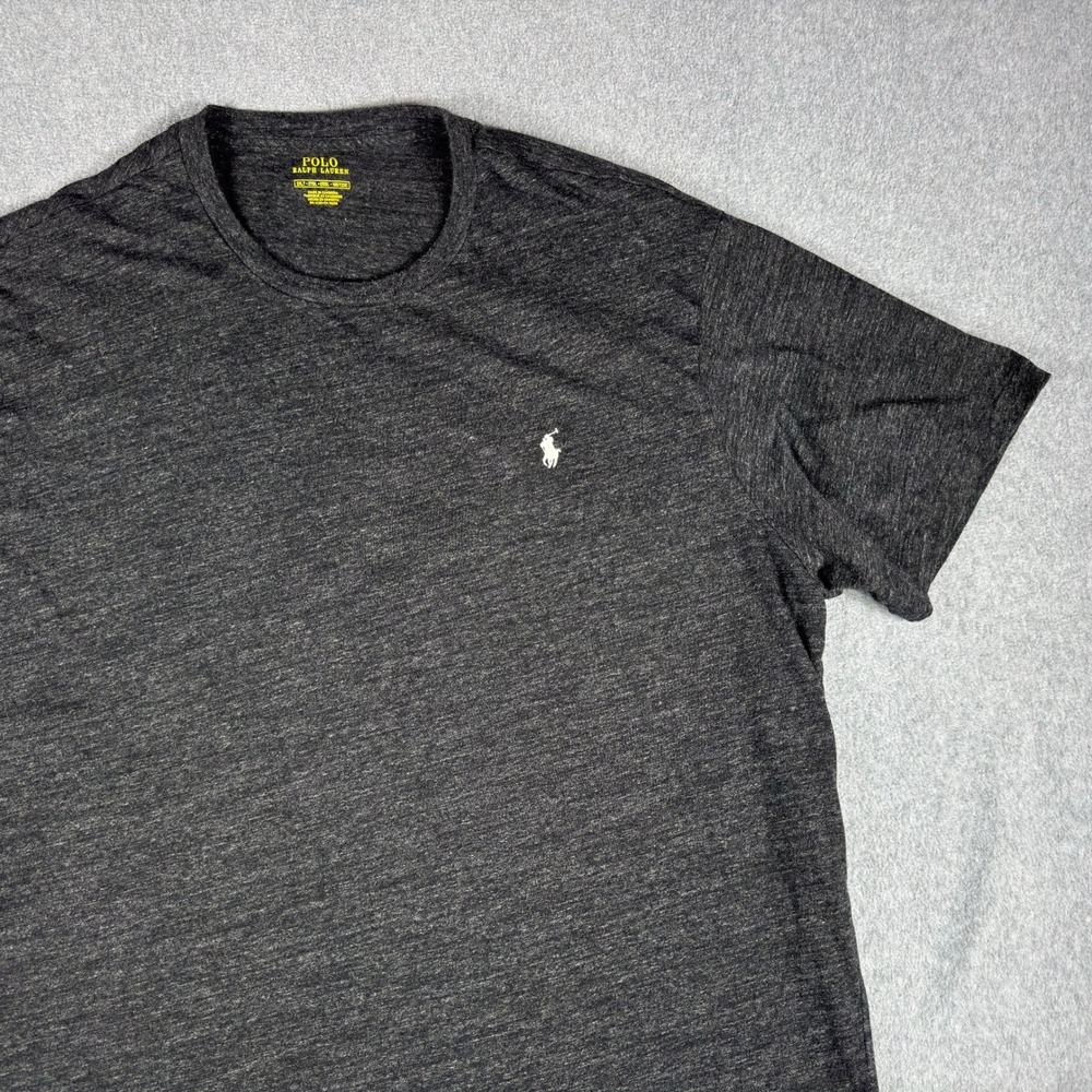 Polo Ralph Lauren Shirt Mens 2XLT Gray White Pony Crewneck Tee Short Sleeve